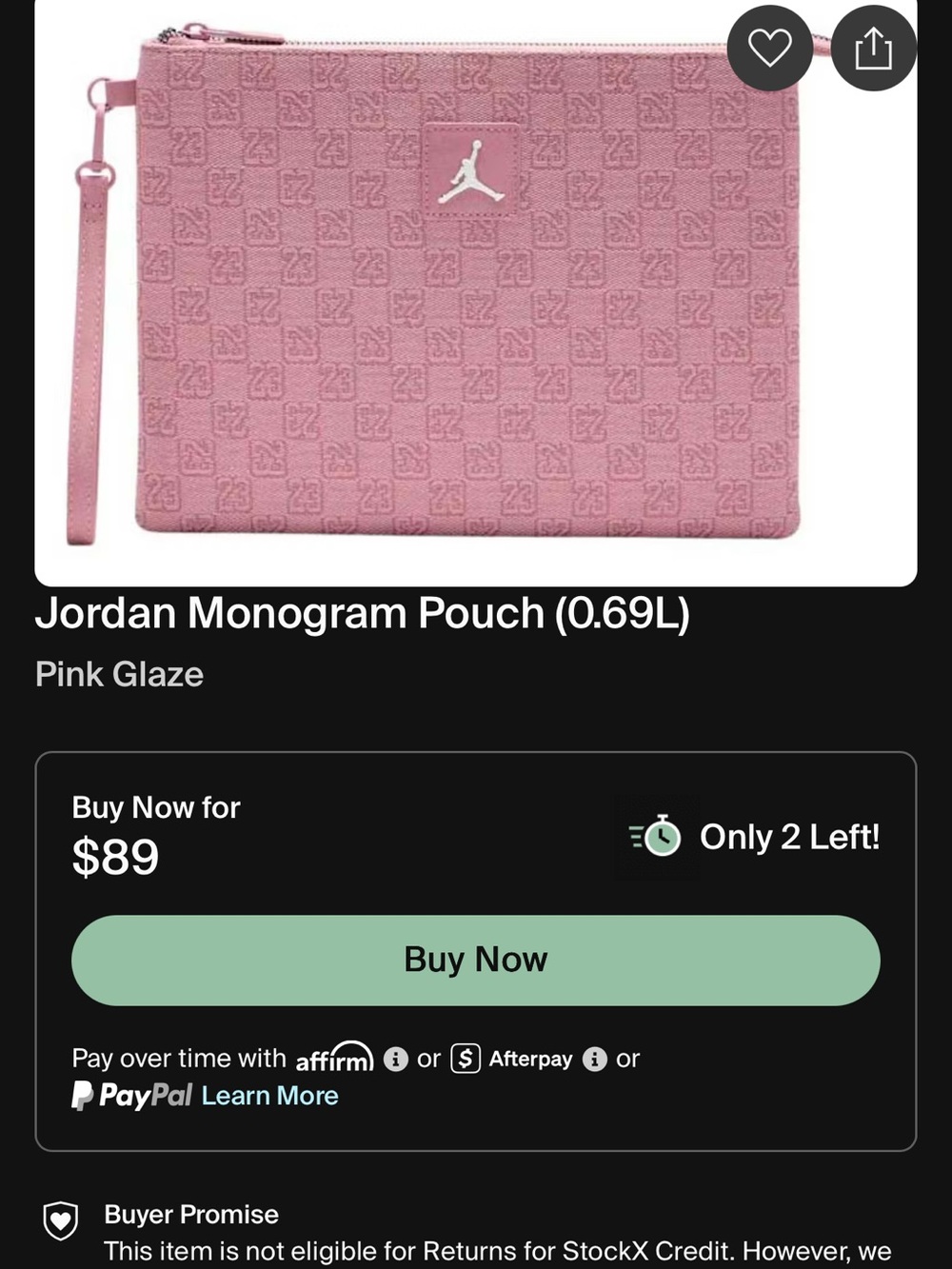 Jordan Pink Glaze Monogram Wrist Pouch with Silver Jumpman